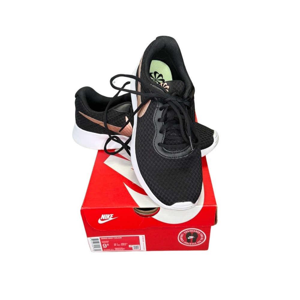 Nike Tanjun Running Shoes Black/Barely Volt/White/Metallic Red Bronze W Size 9.5